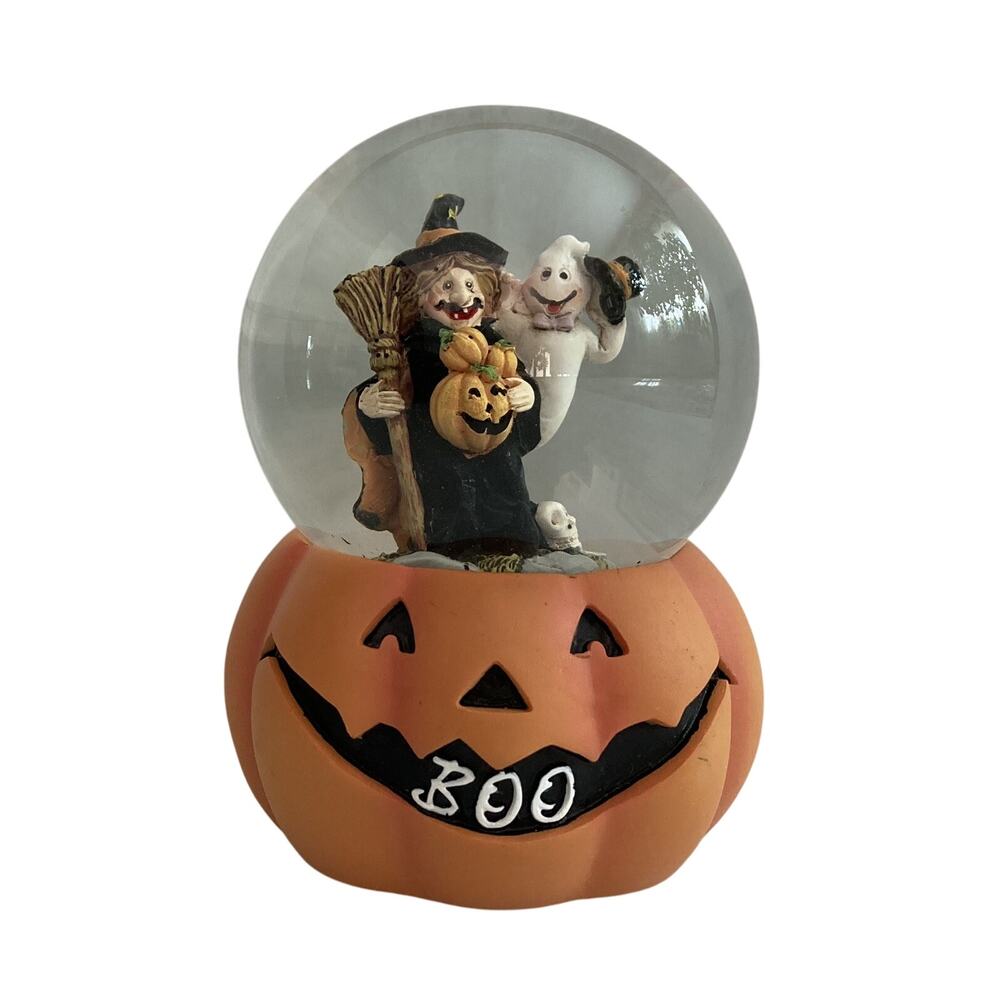 Vtg Halloween Musical Snowglobe Jack O Lantern Plays Ding Dong Witch Is Dead
